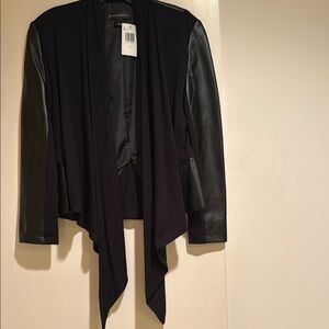 Bagatelle Black Draped Women's Leather And Cloth Jacket